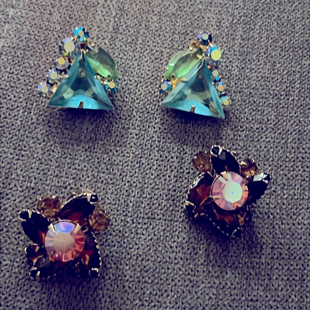 Rhinestone clip earrings